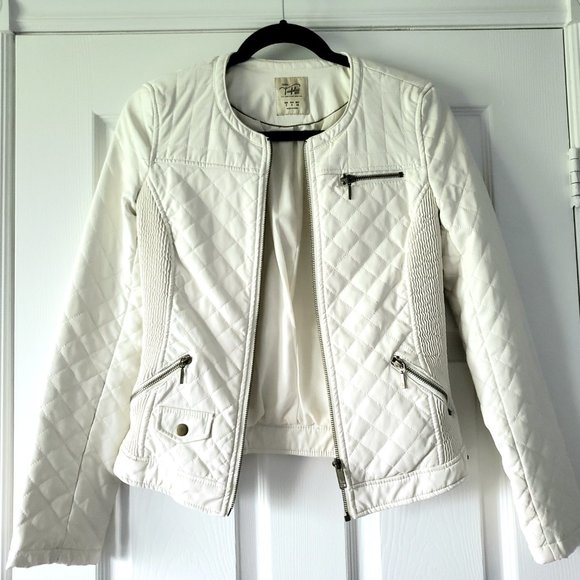 Zara Trafaluc White Faux Leather Jacket - Picture 2 of 3